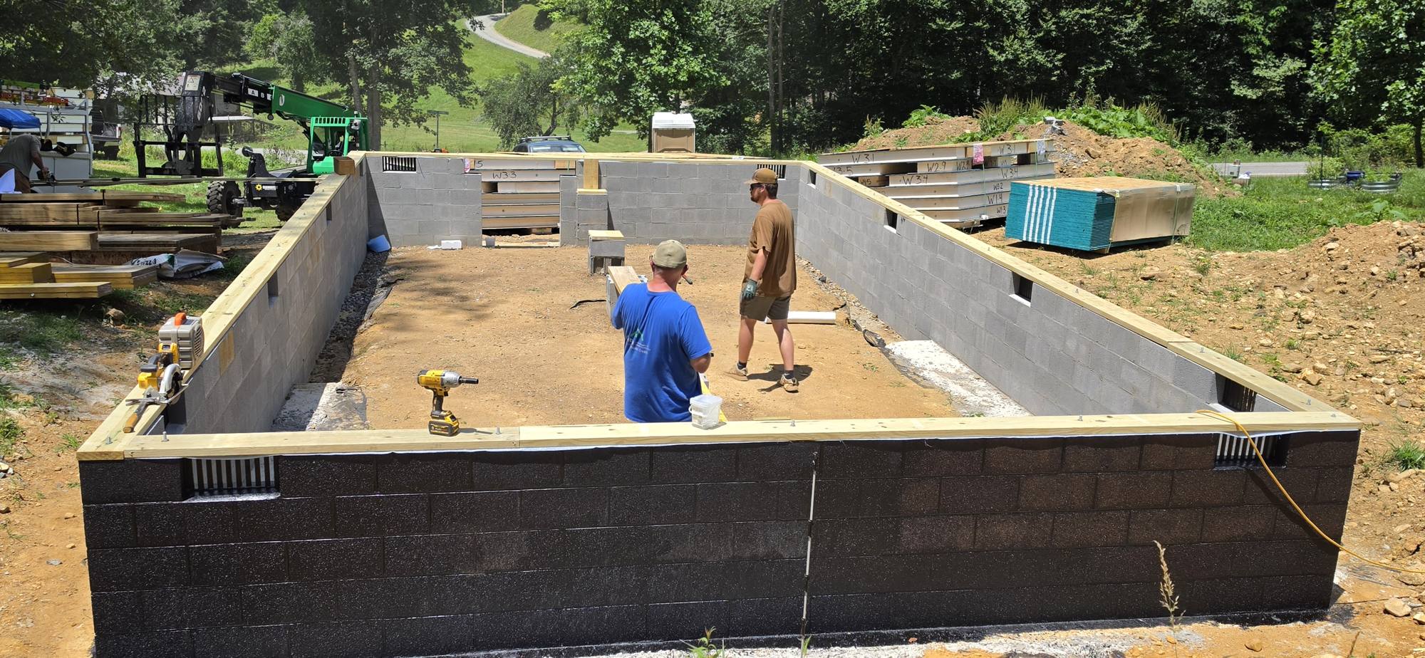 Block foundation ready for the floor system