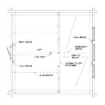 Cedar log home floor plan illustration for Little Twig 400 kit, detailing room layouts and dimensions for DIY assembly.