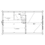 Floor plan of the Little Twig 950 Cedar Log home kit, showcasing layout for DIY assembly, including room dimensions and design features.