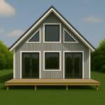 Little Twig 400 SIP home kit exterior view featuring a modern design with large windows and a front deck, ideal for DIY assembly and eco-friendly living solutions.